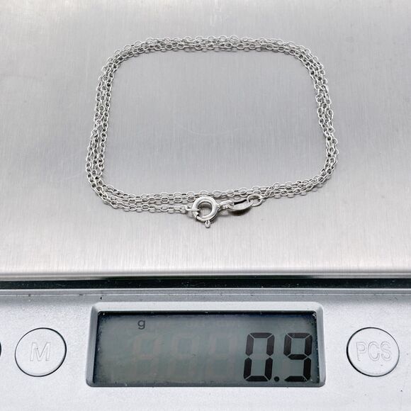 Vintage Indonesia IBB Sterling Silver 925 1.2mm Chain Link Necklace 18" - Picture 3 of 3